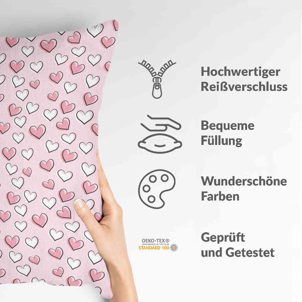 Almohada de salud con dulces corazones