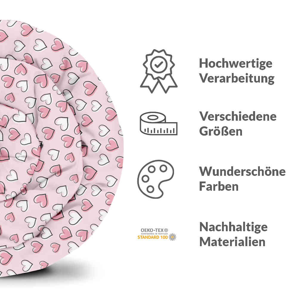 Originele therapiedeken - katoenen hoes met schattige hartjes