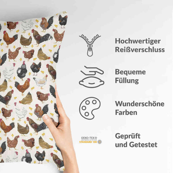 White health pillow with many chickens