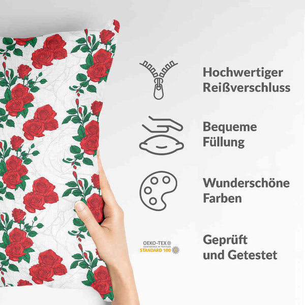 Health pillow white with rose bush