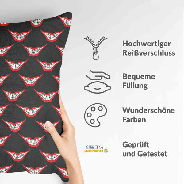 Health pillow with a smiling mouth
