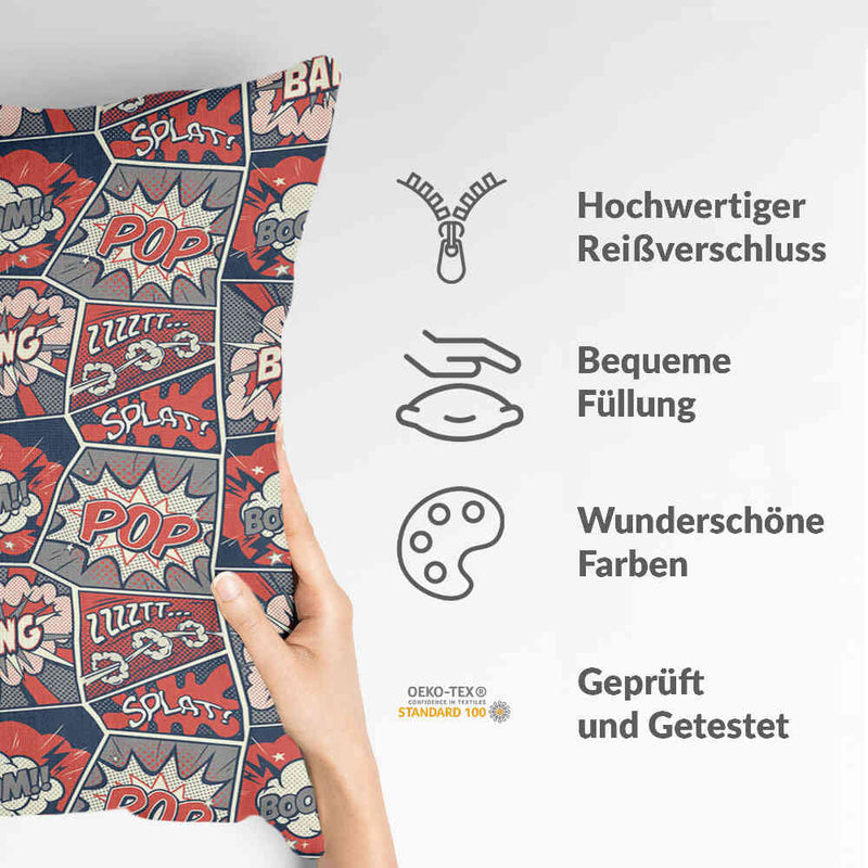 Health pillow red with cartoon