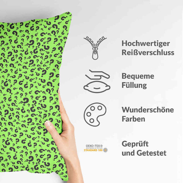 Health pillow light green with question mark