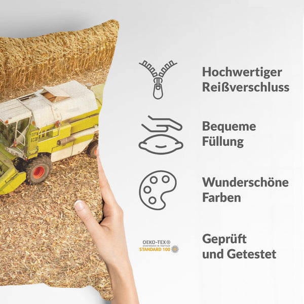 Health pillow, tractor in the field.