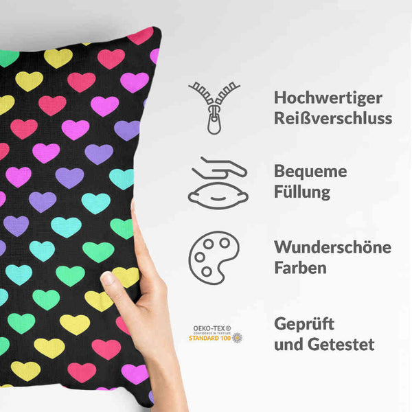Health pillows colorful hearts