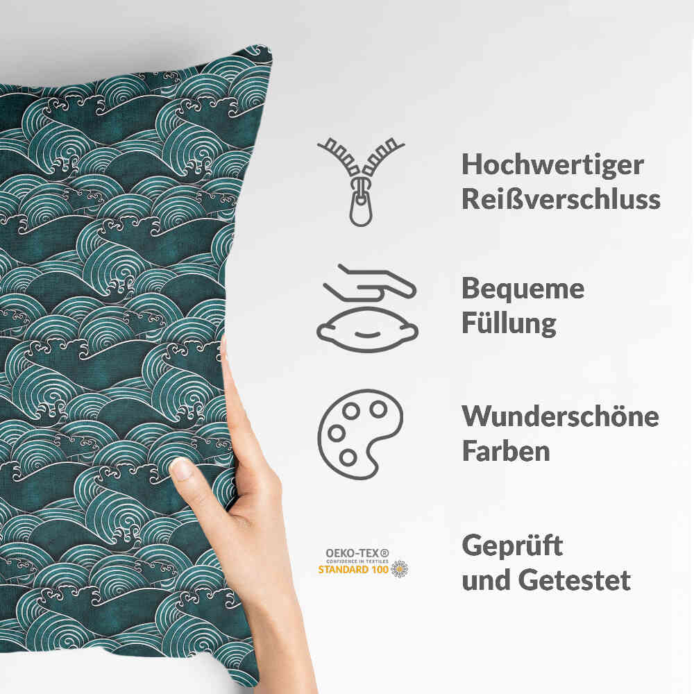 Health pillow waves turquoise-green