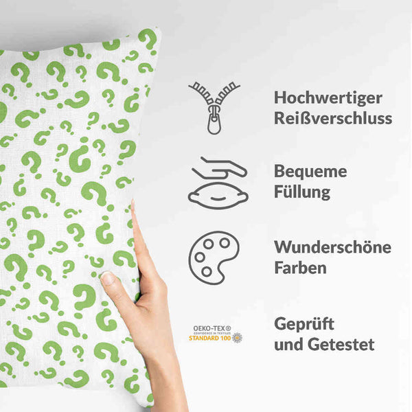 Health pillows with green question marks