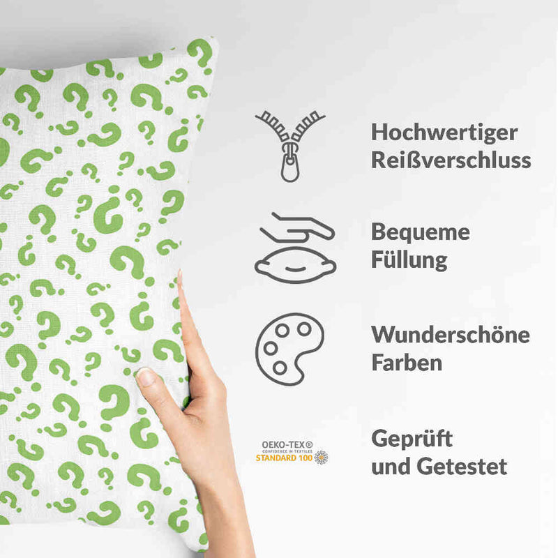 Health pillows with green question marks