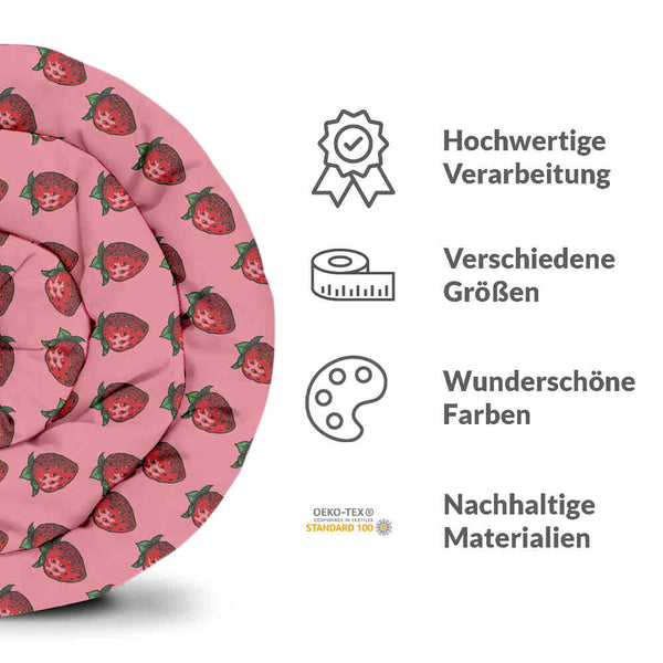 Set di biancheria da letto con coperte terapeutiche rosa con fragole