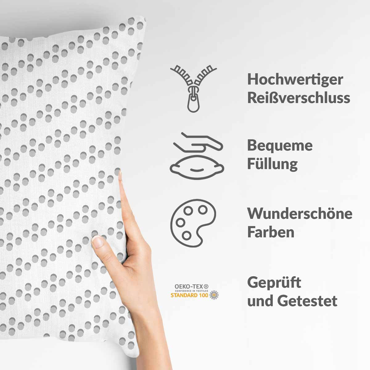 Gezondheidskussen wit met grijze cirkels