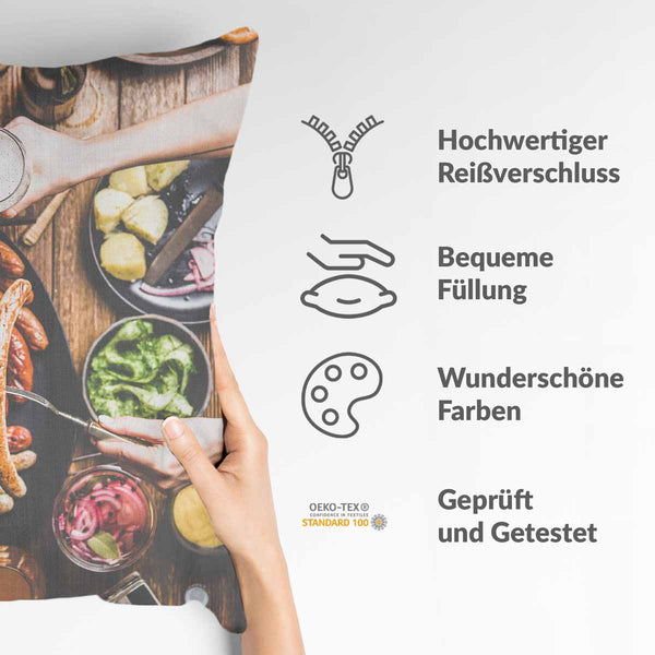 Health pillow with a plate of sausage
