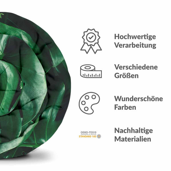 Set di biancheria da letto con coperta terapeutica e pianta di Monstera