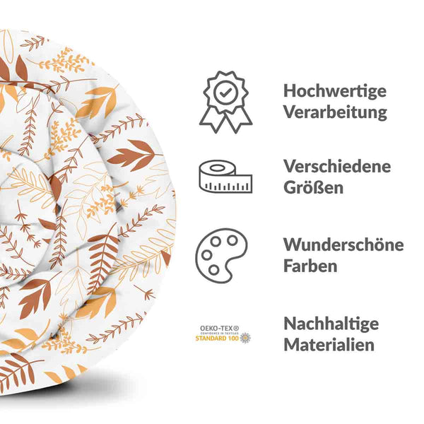 Therapy blankets and bedding set, white with autumnal branches.
