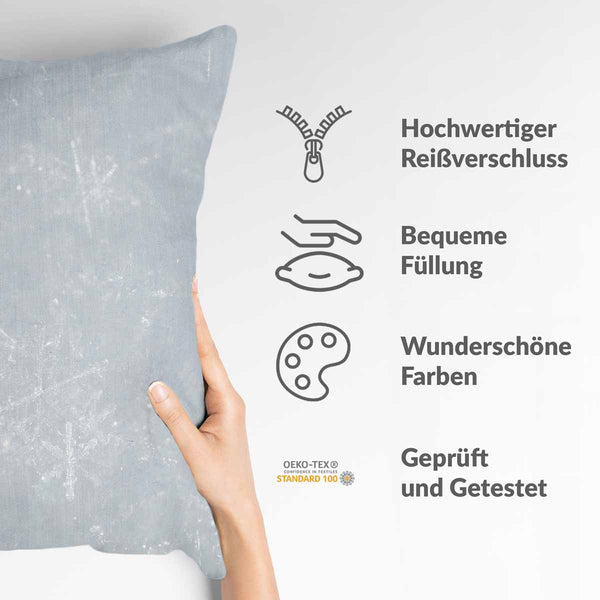 Health pillow, grey with snowflakes