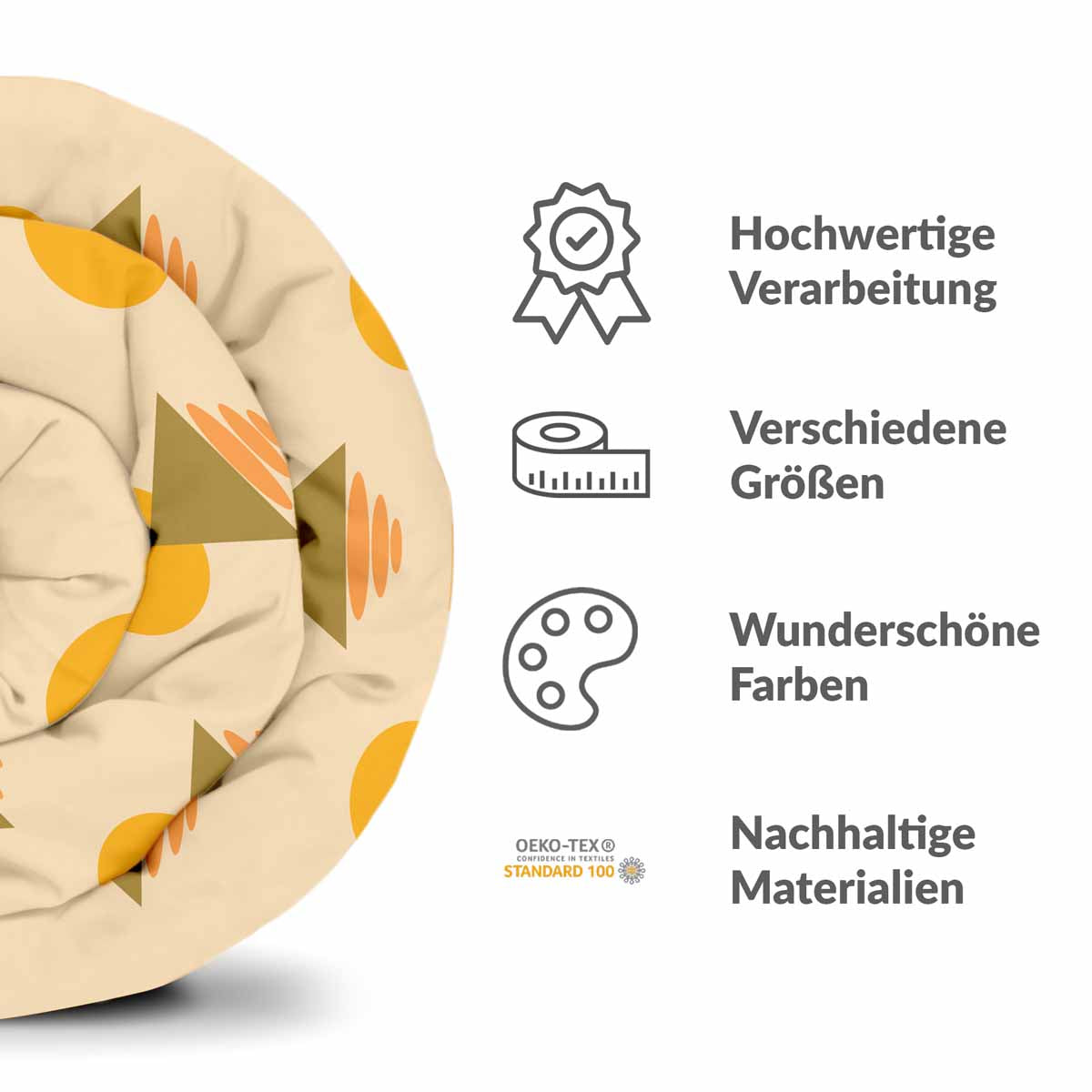 Set di biancheria da letto con coperte terapeutiche e forme gialle