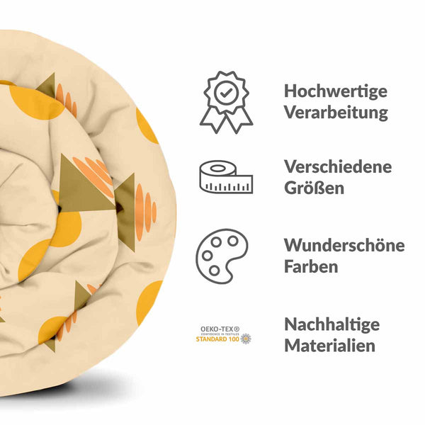 Set di biancheria da letto con coperte terapeutiche e forme gialle