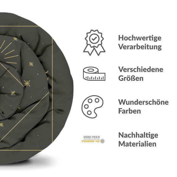Set di biancheria da letto con coperta terapeutica nero sole e cosmo