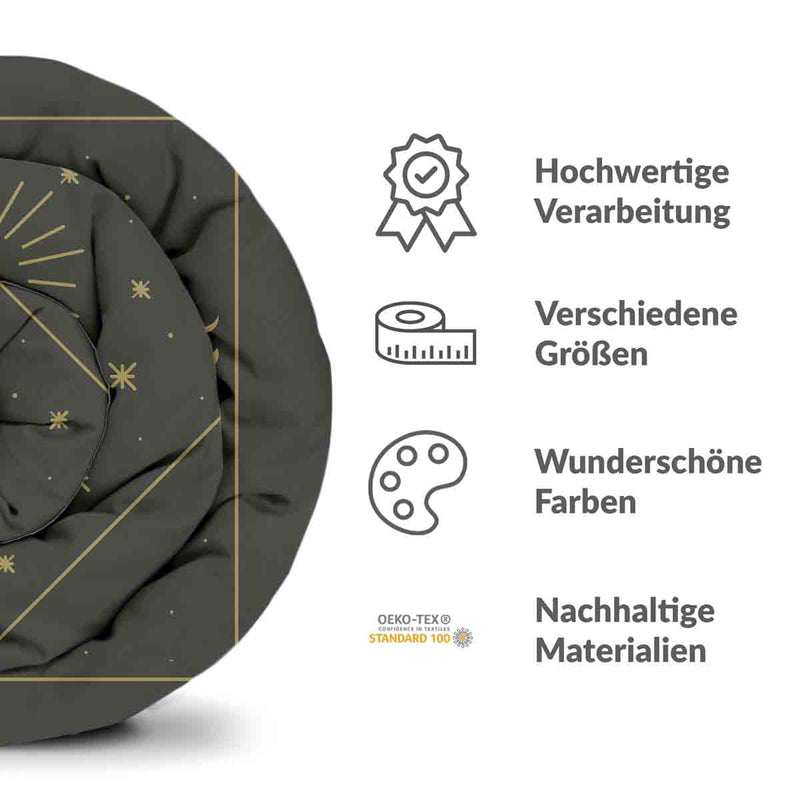 Set di biancheria da letto con coperta terapeutica nero sole e cosmo