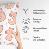 White health pillow with numbers and pigs