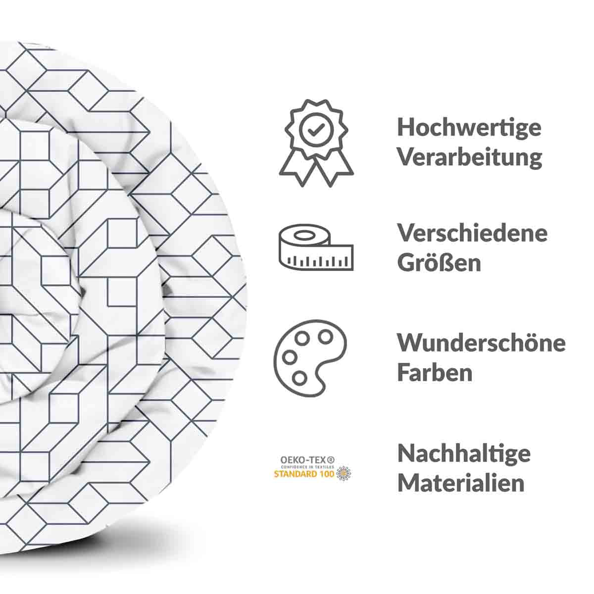 Originele therapiedeken - katoenen hoes wit met zwart patroon