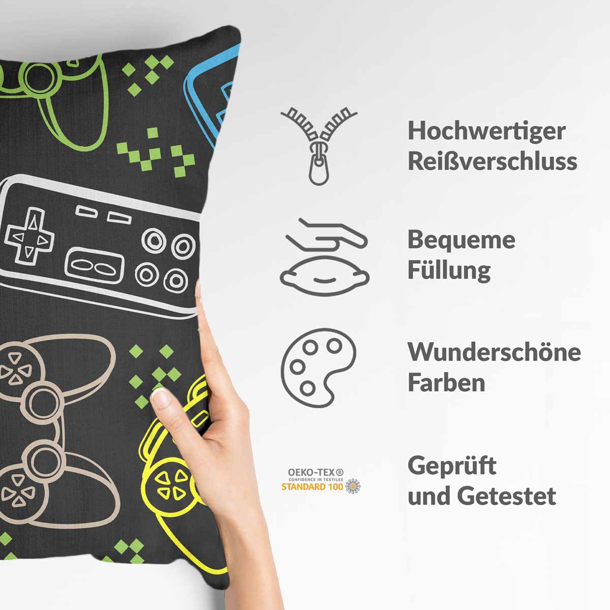 Health Pillow Black with Game Consoles