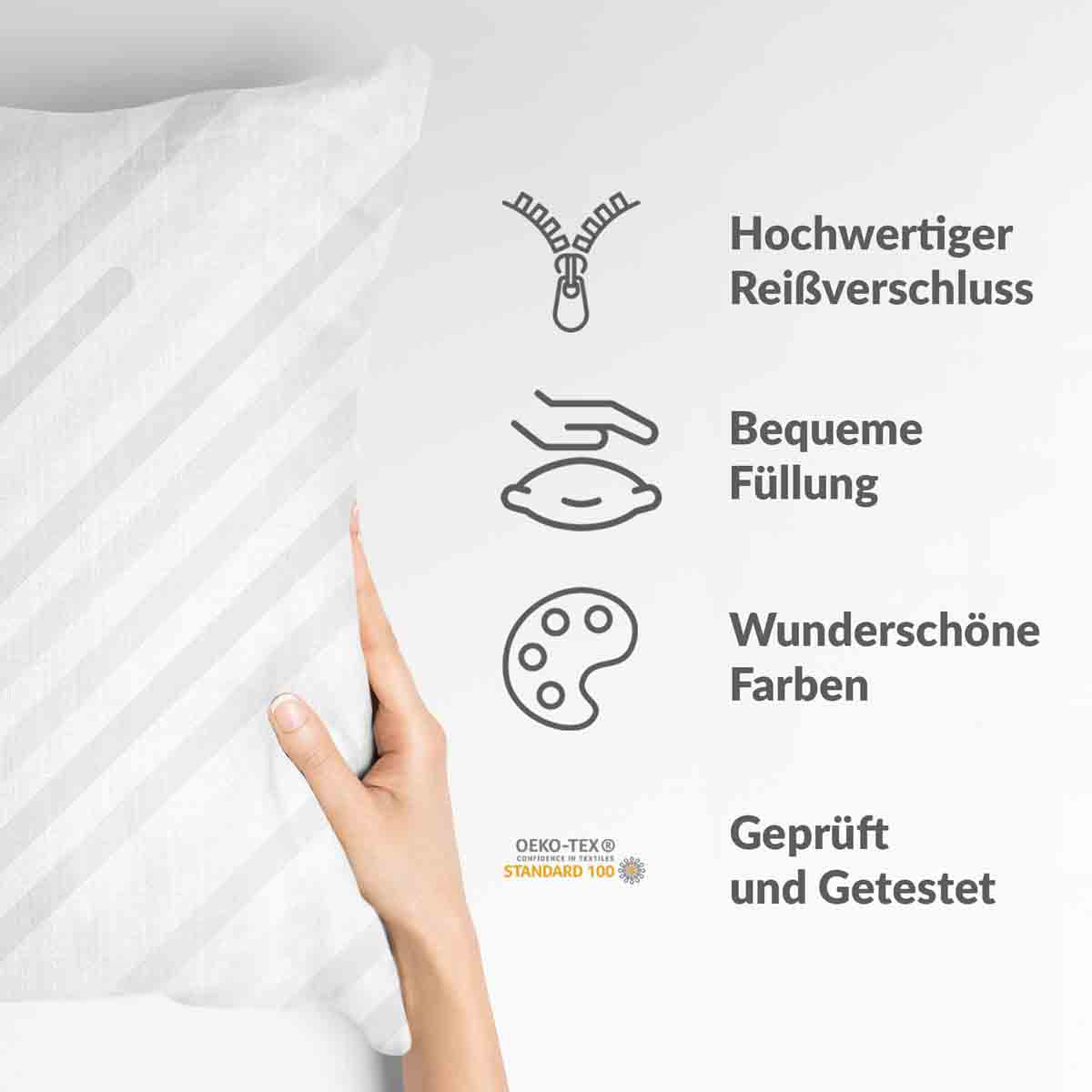 Cuscino sanitario bianco con delicate strisce