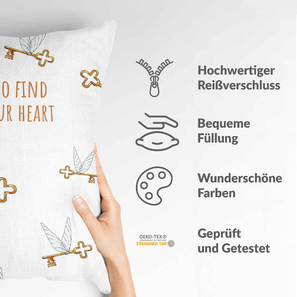 Gezondheidskussen wit met vliegende sleutel