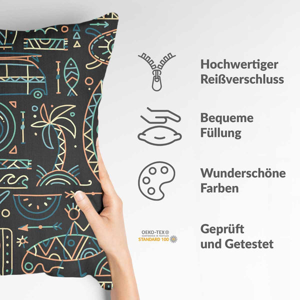 Health pillow with green Hawaiian pattern