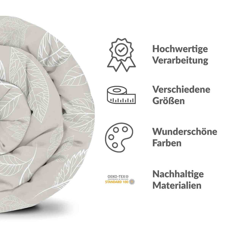 Therapy blanket bedding set, beige with light leaves.
