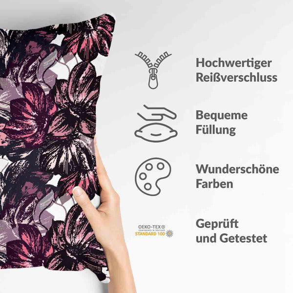 Health pillow with a sea of purple flowers