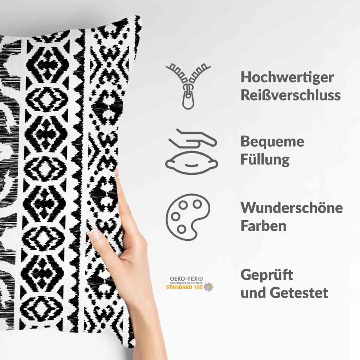 Gezondheidskussen met zwarte vormen