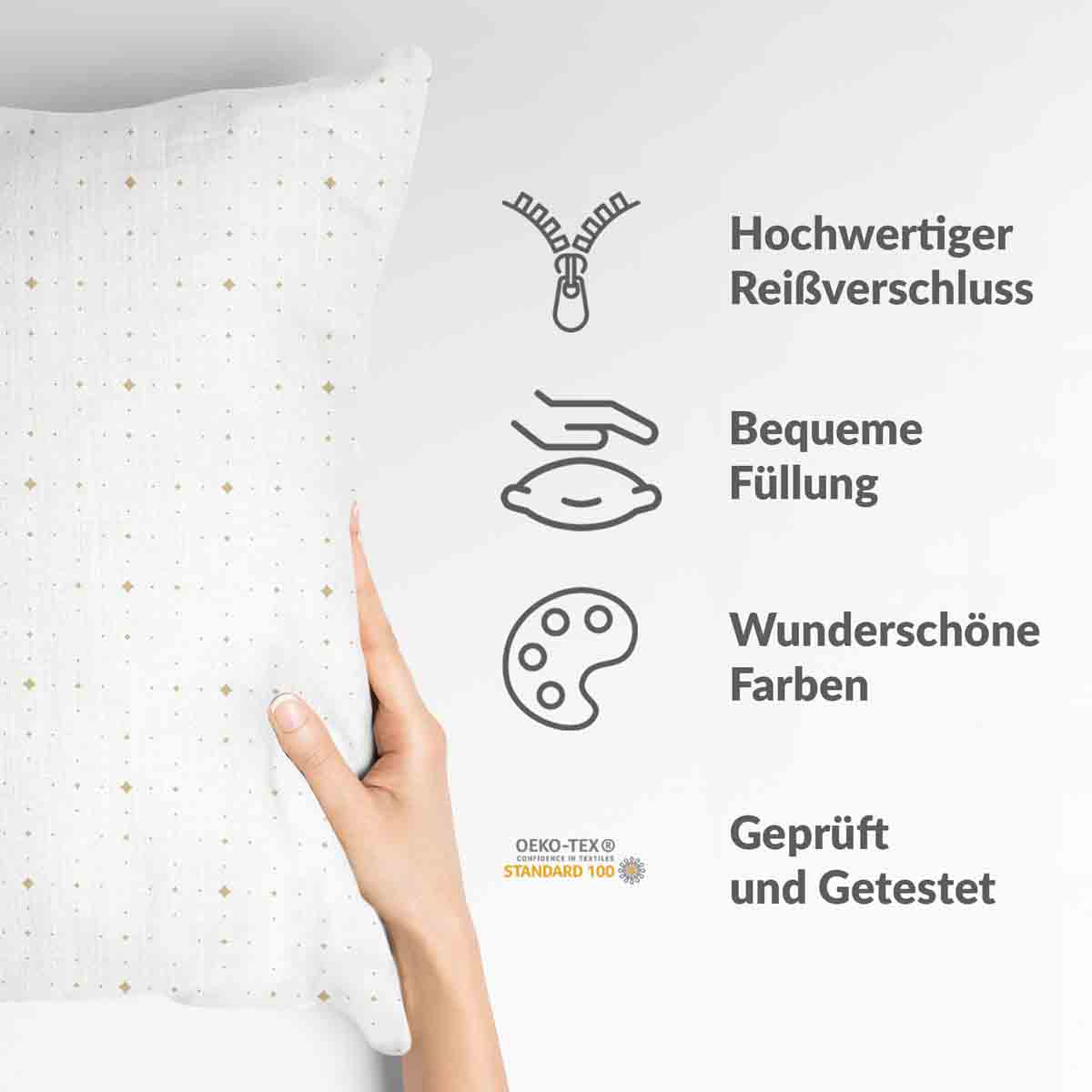 Gezondheidskussen wit met kleine vormen