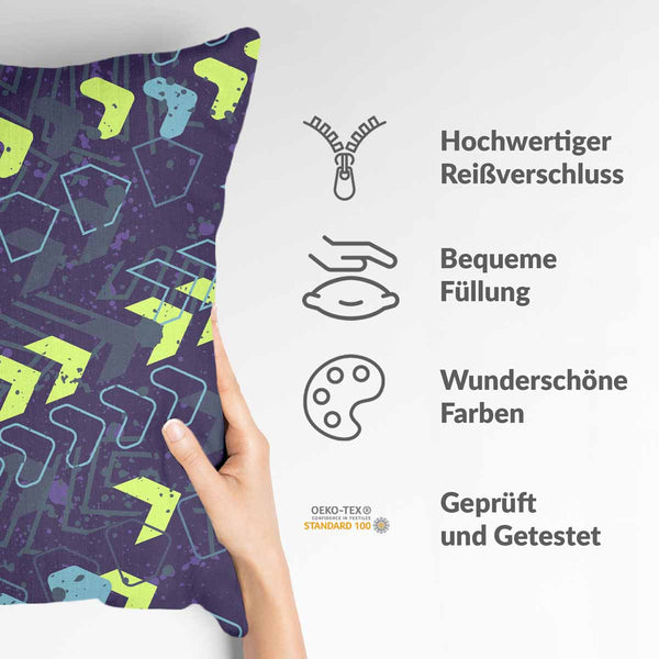 Health pillow dark blue with arrows