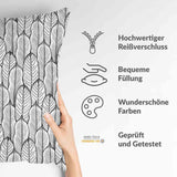 Health pillow, grey with maple leaves.