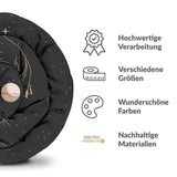 Set di biancheria da letto con coperta terapeutica nera con sole, luna e stelle