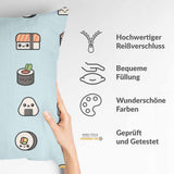 Health pillow light blue with sushi