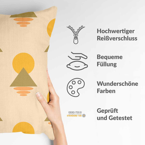 Health pillows with yellow shapes
