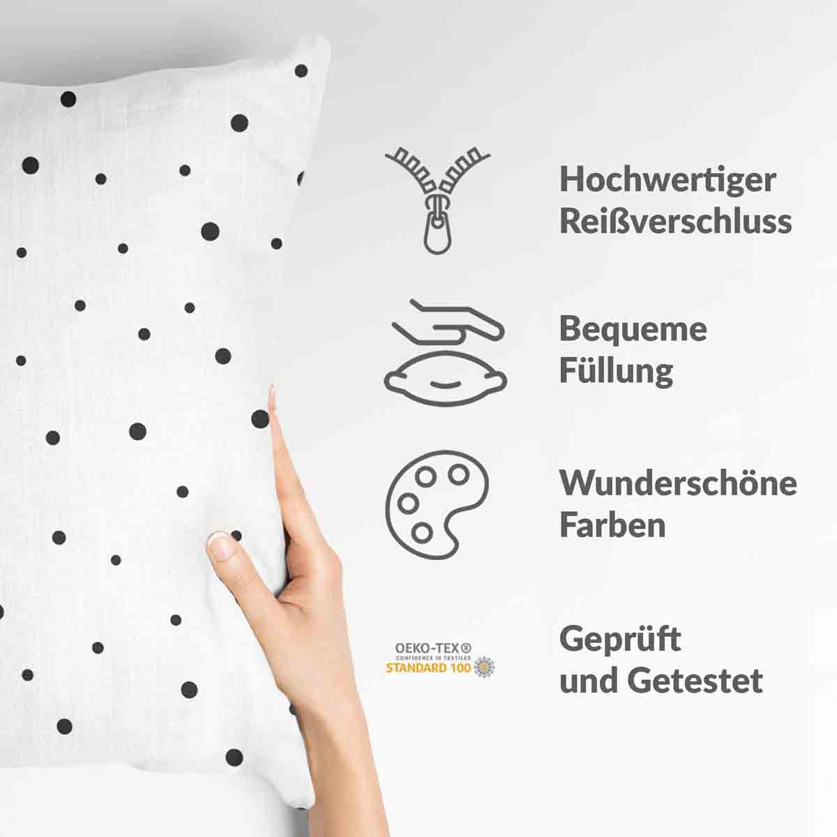 Health pillow white with scattered dots