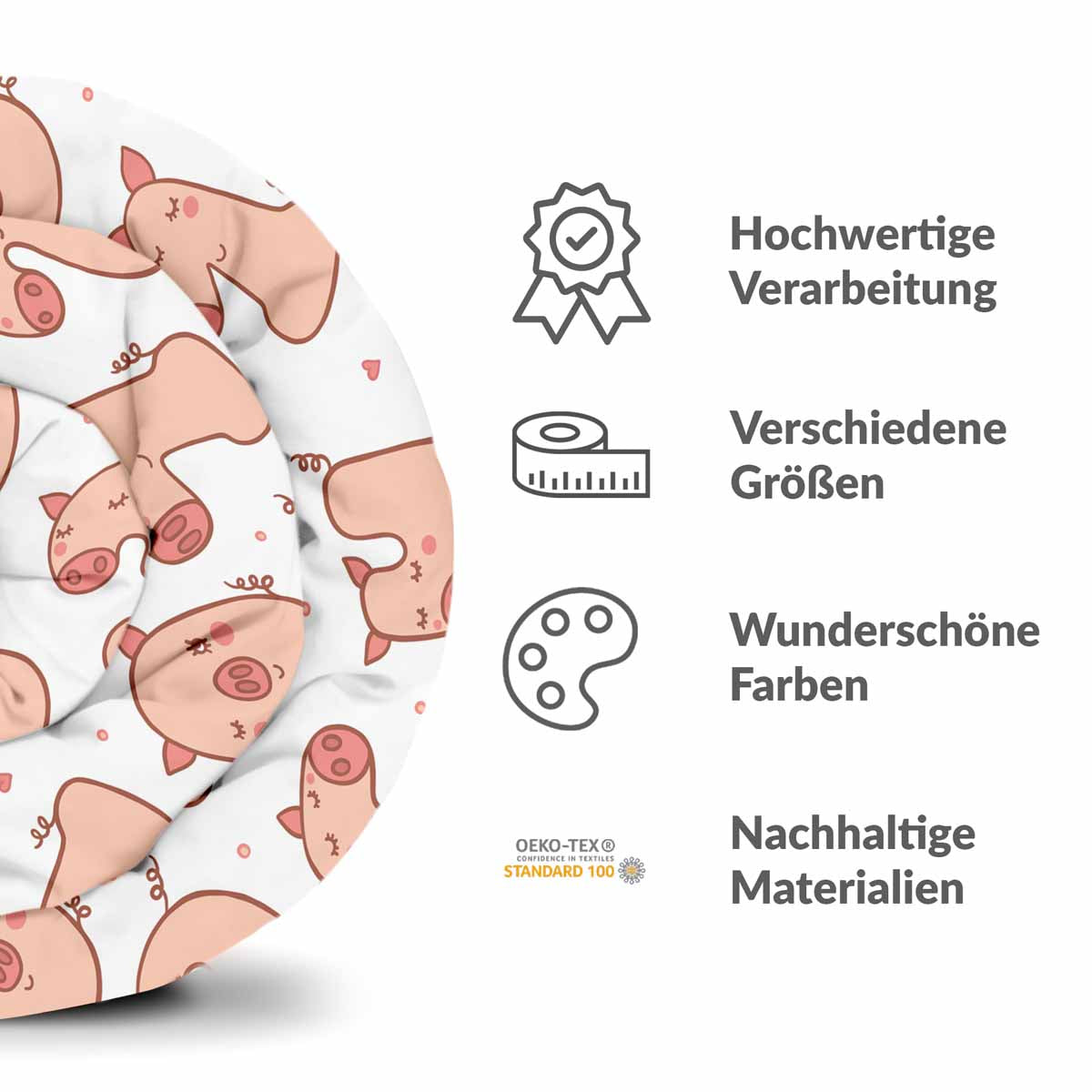 Original therapy blanket - cotton cover white with numbers and pigs