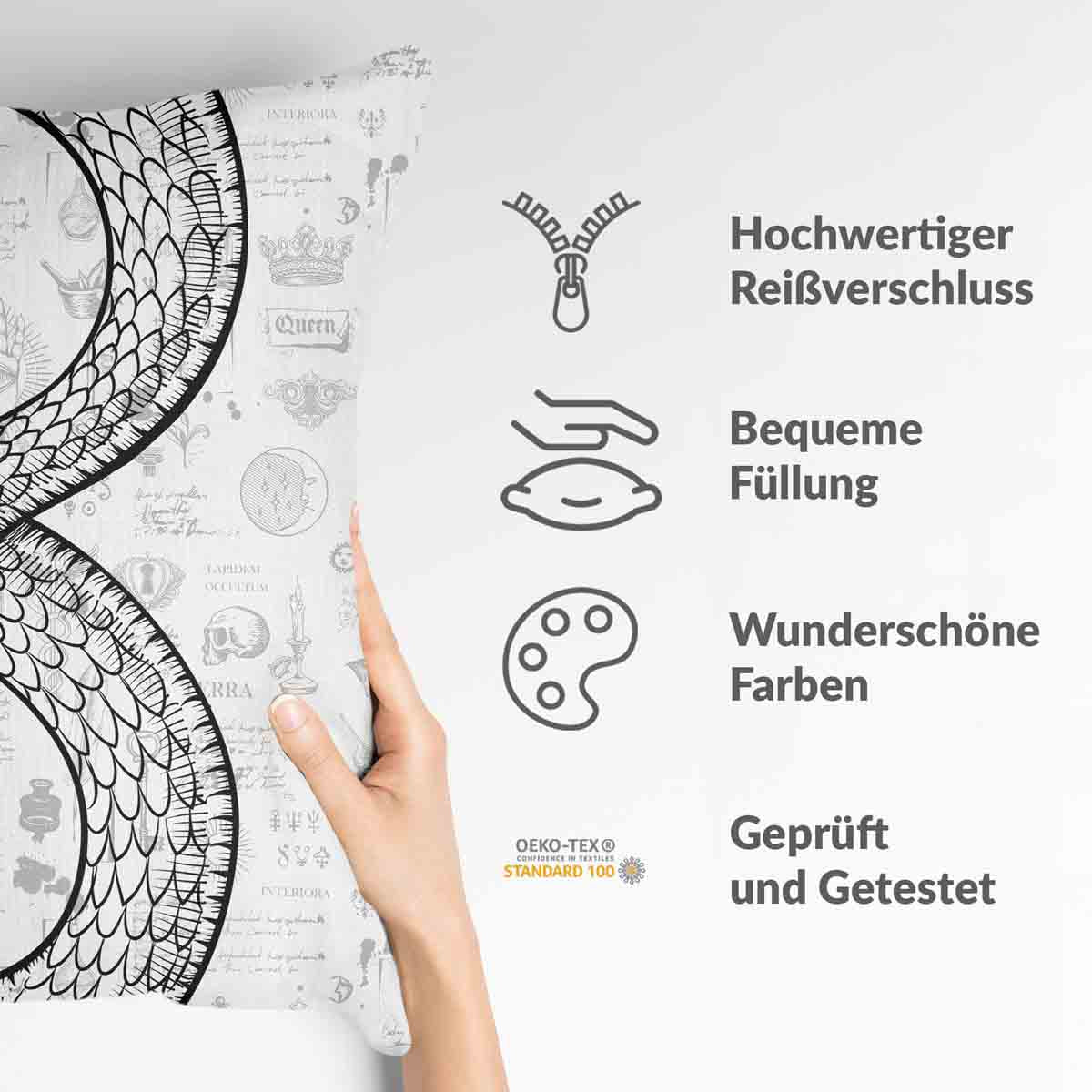 Almohada de salud con motivo de serpiente