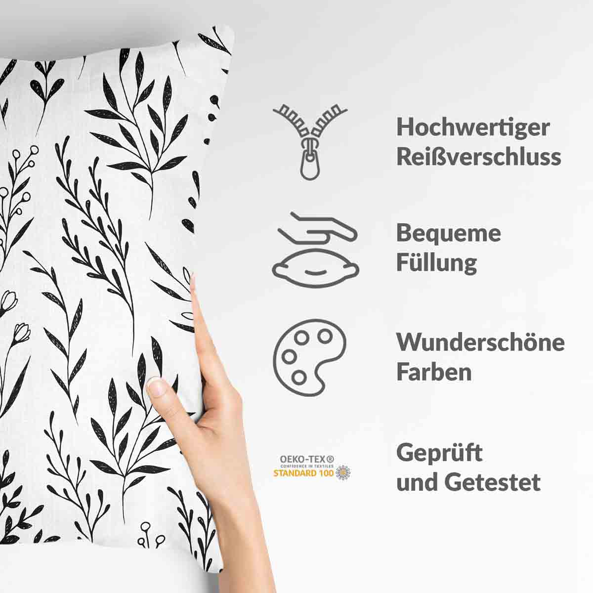 Cuscino sanitario bianco con rami neri