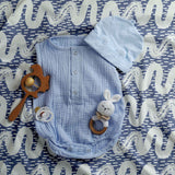 Therapy blanket and bedding set, blue and white waves.