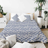 Therapy blanket and bedding set, blue wave pattern.