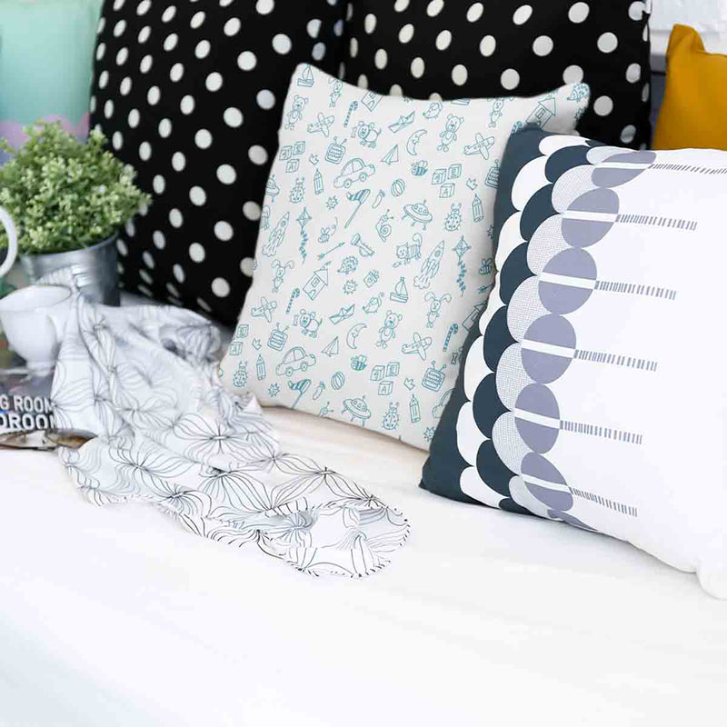White health pillow with toys