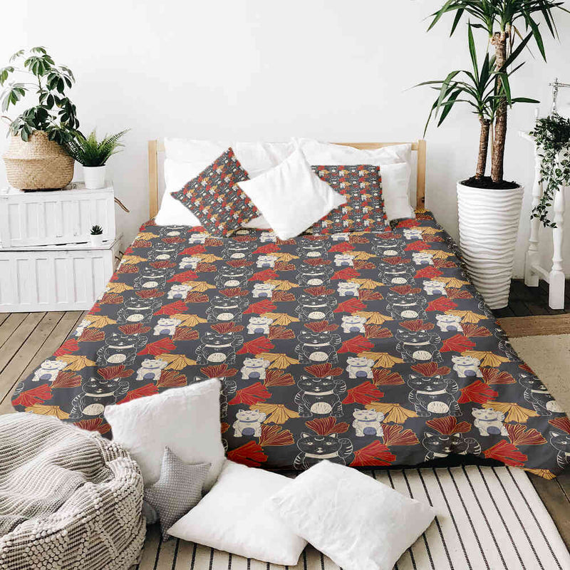 Therapy blankets bedding set waving cat