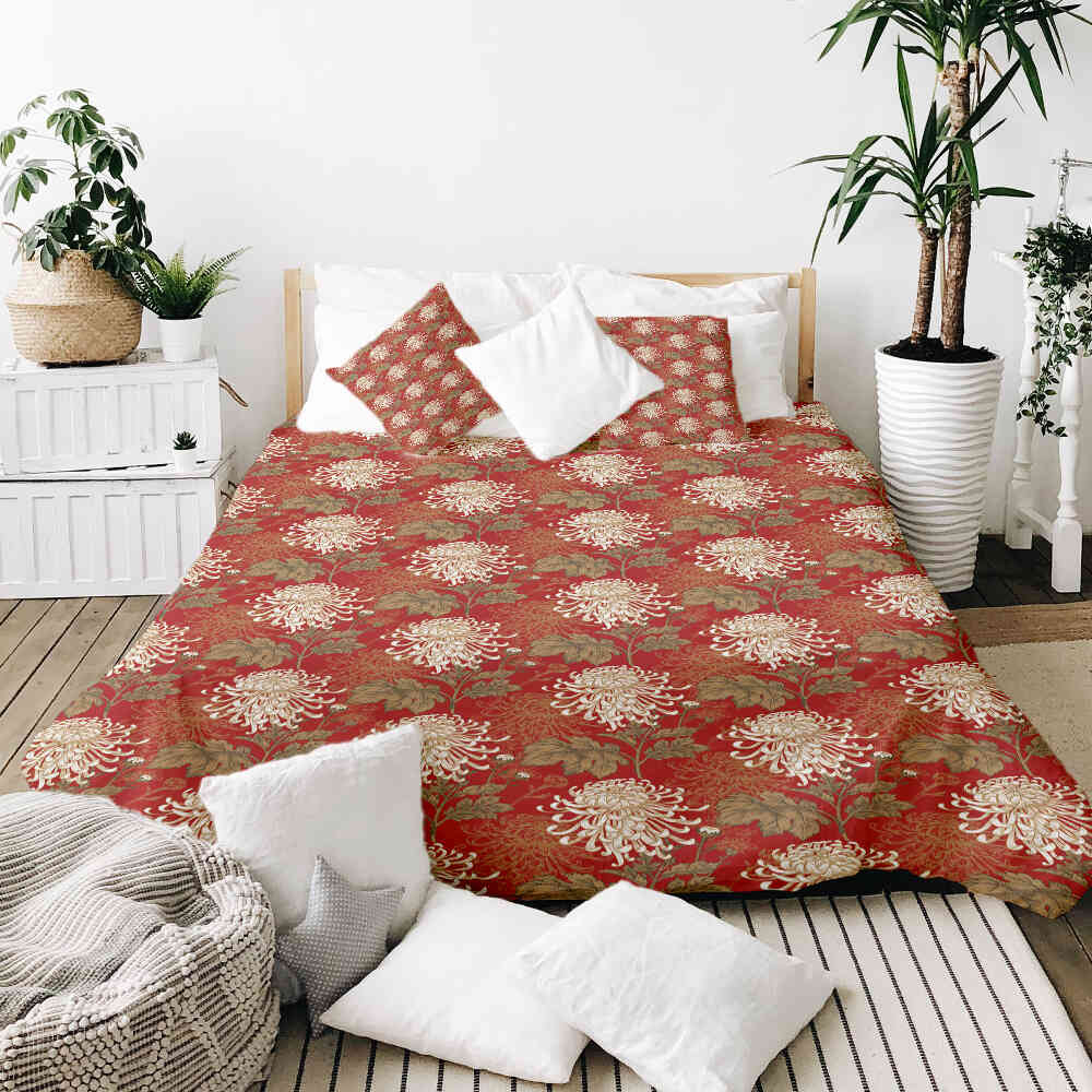 Therapy blankets bedding set red large flower