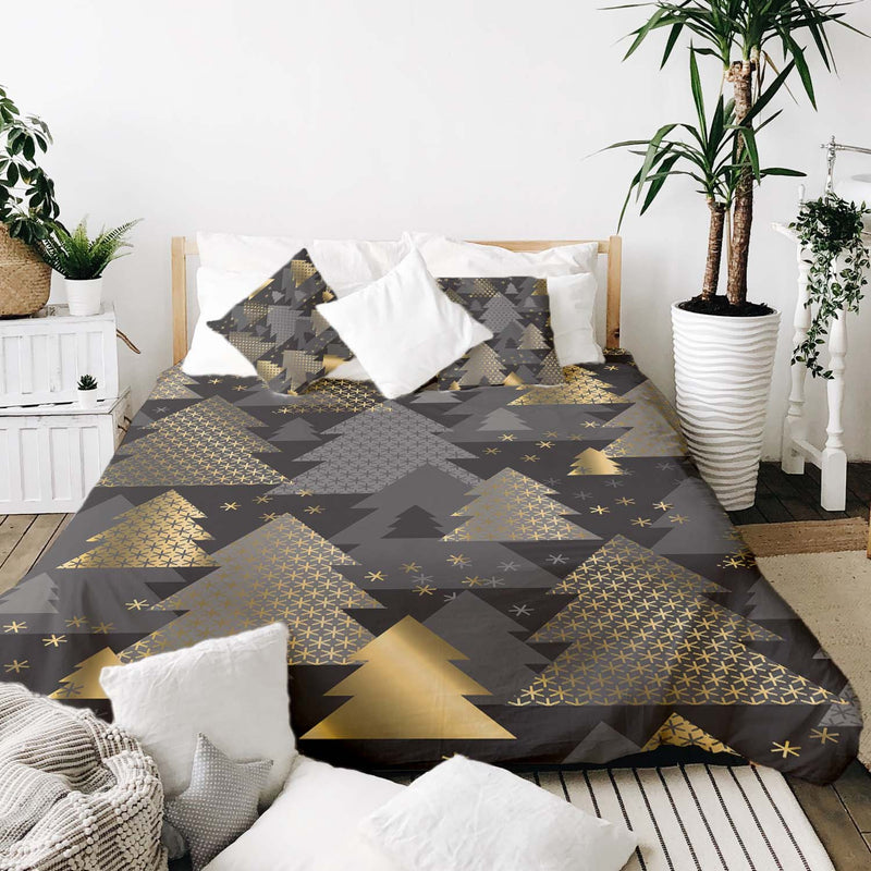 Set di biancheria da letto con coperte terapeutiche e alberi di Natale dorati