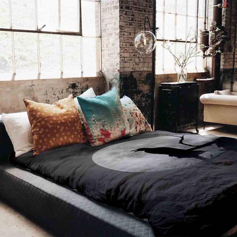 Juego de ropa de cama con manta terapéutica Cuervo a la luz de la luna