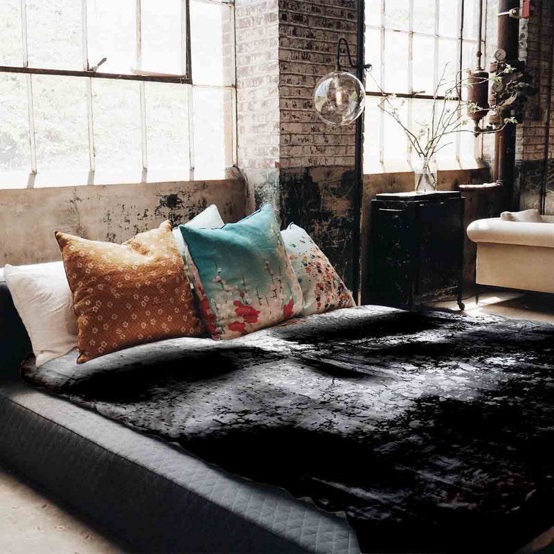 Juego de ropa de cama con manta terapéutica negro con patrón jaspeado