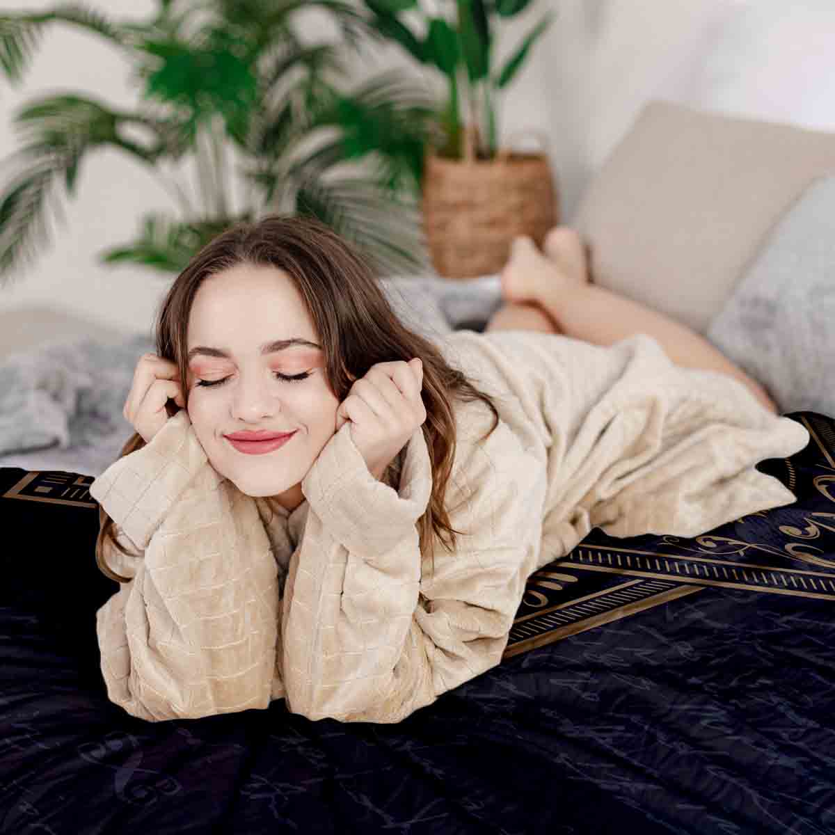 Set di biancheria da letto con coperta terapeutica Nero Mistico Mandala